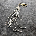 Load image into Gallery viewer, Leather Tassel Key Ring - White, Long Keyfob, Handbag Fringe

