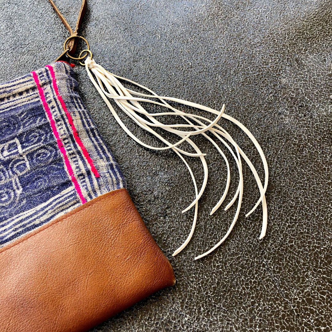 Leather Tassel Key Ring - White, Long Keyfob, Handbag Fringe