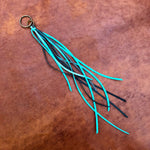 Load image into Gallery viewer, Leather Tassel Key Ring - Turquoise, Keyfob, Handbag Fringe

