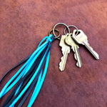 Load image into Gallery viewer, Leather Tassel Key Ring - Turquoise, Keyfob, Handbag Fringe
