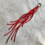 Load image into Gallery viewer, Leather Tassel Key Ring - Red, Long Keyfob, Handbag Fringe
