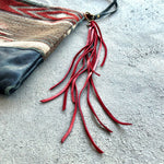 Load image into Gallery viewer, Leather Tassel Key Ring - Red, Long Keyfob, Handbag Fringe
