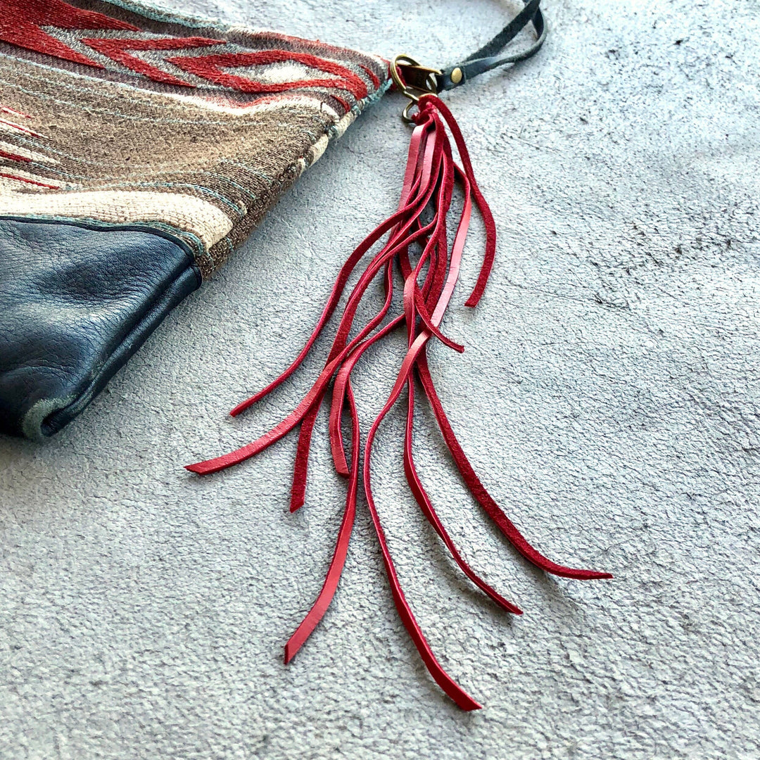 Leather Tassel Key Ring - Red, Long Keyfob, Handbag Fringe