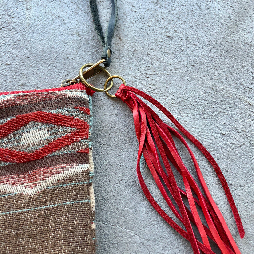 Leather Tassel Key Ring - Red, Long Keyfob, Handbag Fringe
