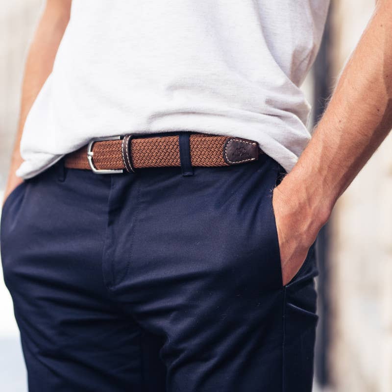 Brown Camel Elastic Woven Belt