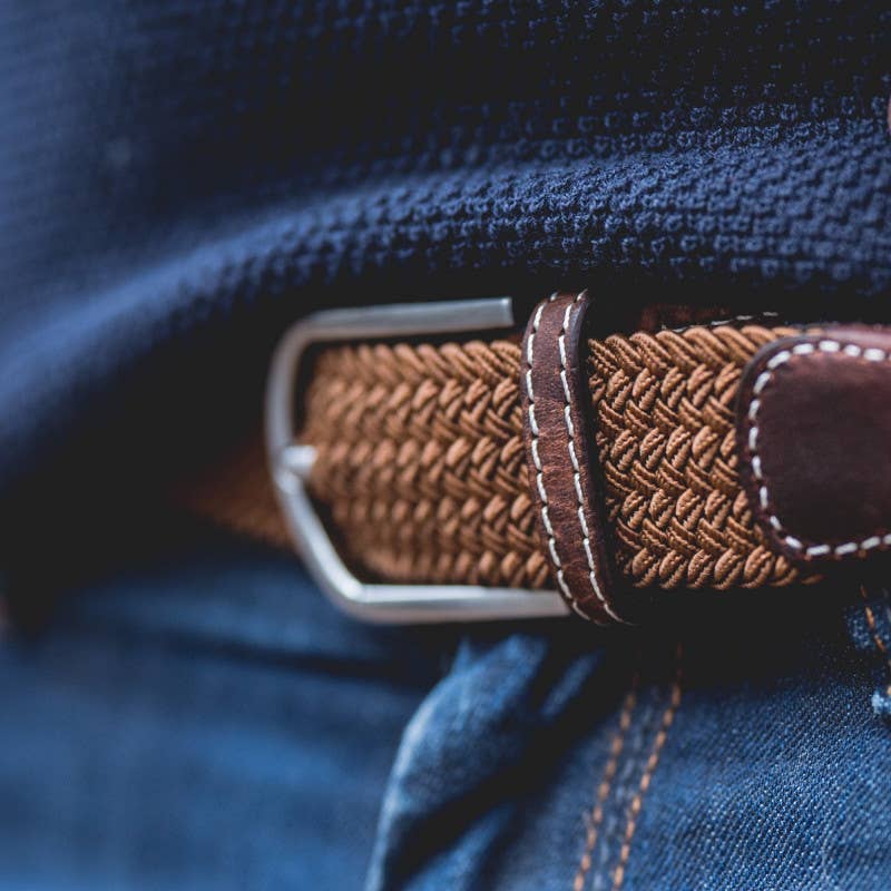 Brown Camel Elastic Woven Belt
