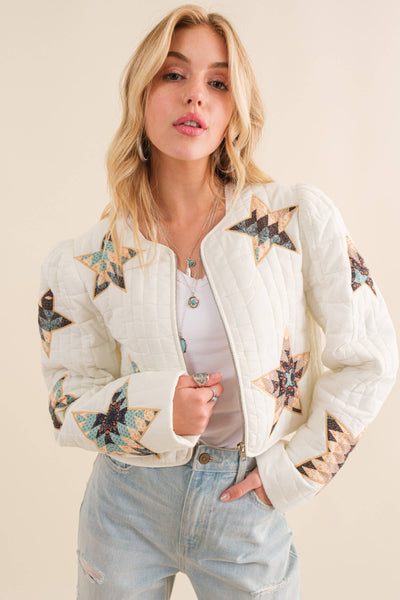 Quilted Star Embroidered Jacket