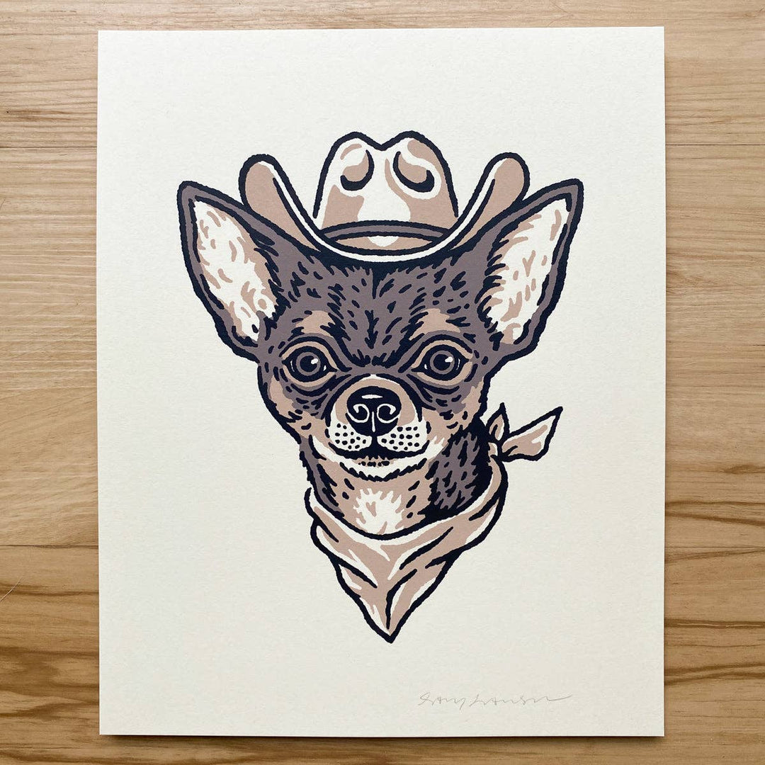 Brown Chihuahua Cowdog - Signed Silkscreen Print