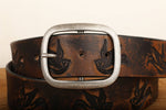 Load image into Gallery viewer, Embossed Sparrow Aged Leather Belt
