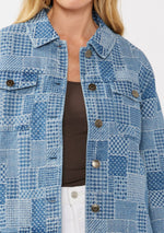 Load image into Gallery viewer, Denim Checker Patch Trucker Jacket
