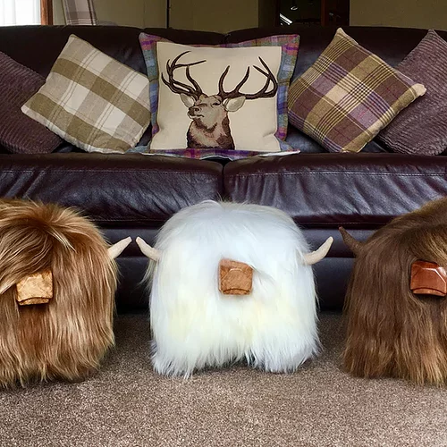 Highland Bull Footstool - Stone