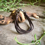 Leather 7-Strand Bracelet - Chocolate Brown & Silver, Boho