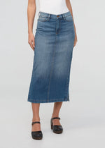 Load image into Gallery viewer, Performance Denim Slit Skirt