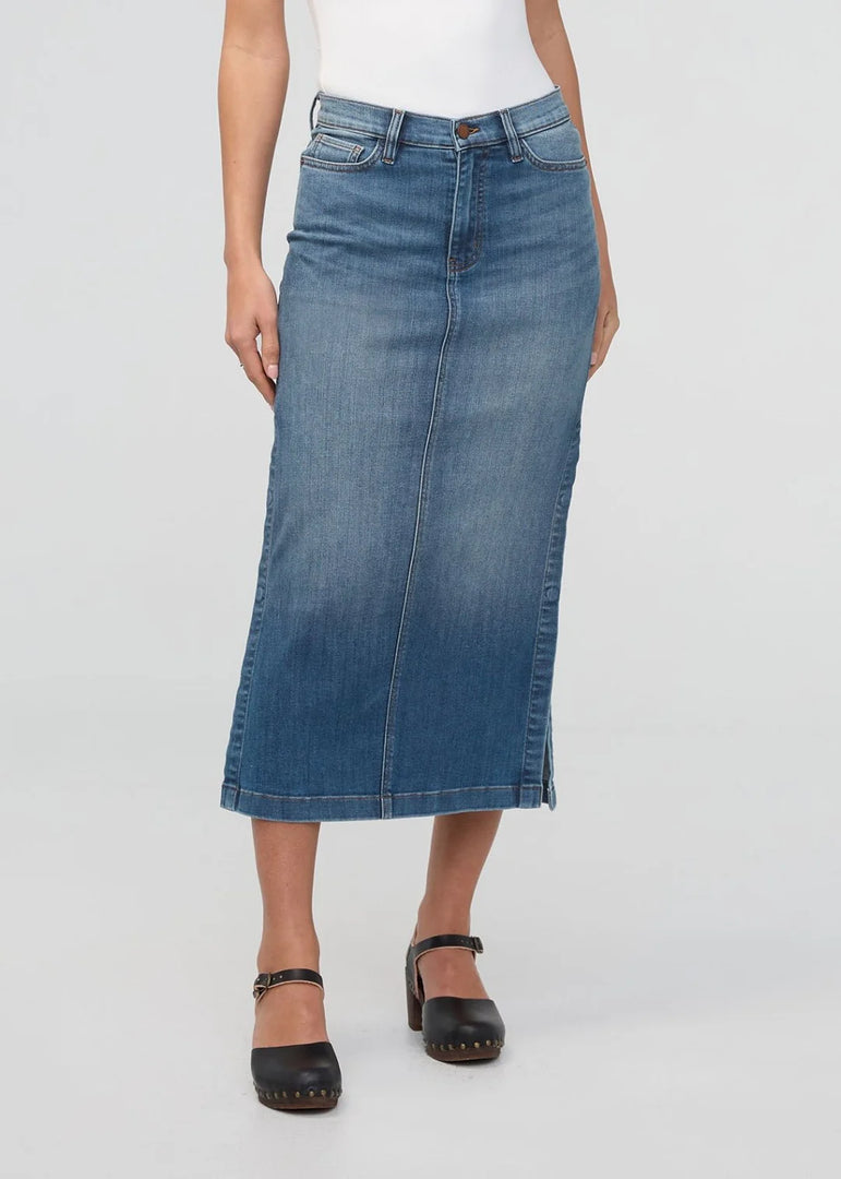 Performance Denim Slit Skirt