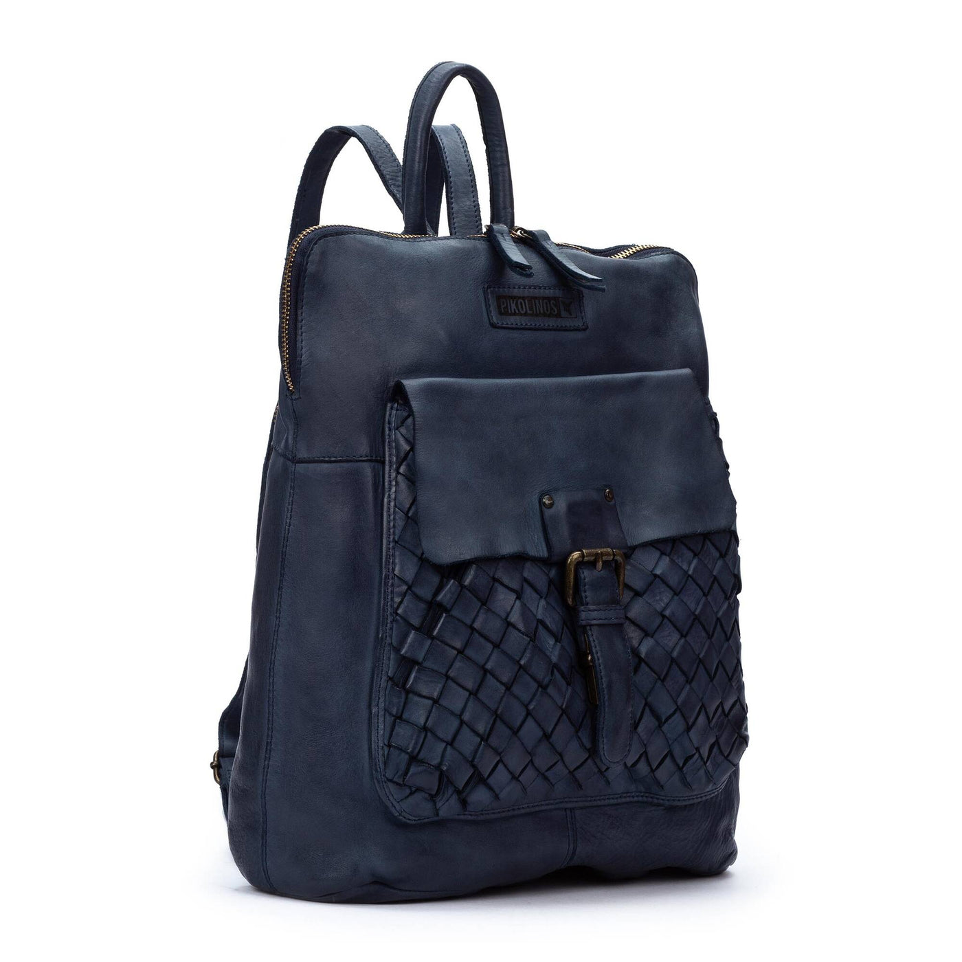 Navy Faura Leather Backpack