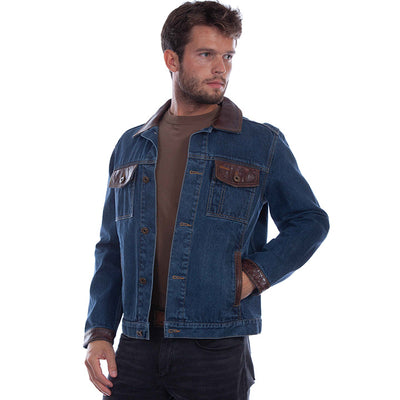 Jean Jacket with Leather Trim