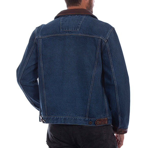 Jean Jacket with Leather Trim