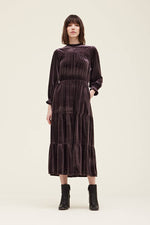 Load image into Gallery viewer, Velvet Midi Dress Cocoa
