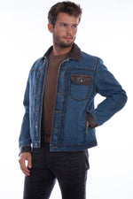 Load image into Gallery viewer, Jean Jacket with Leather Trim
