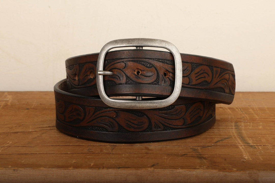 Western Embossed Leather Belt