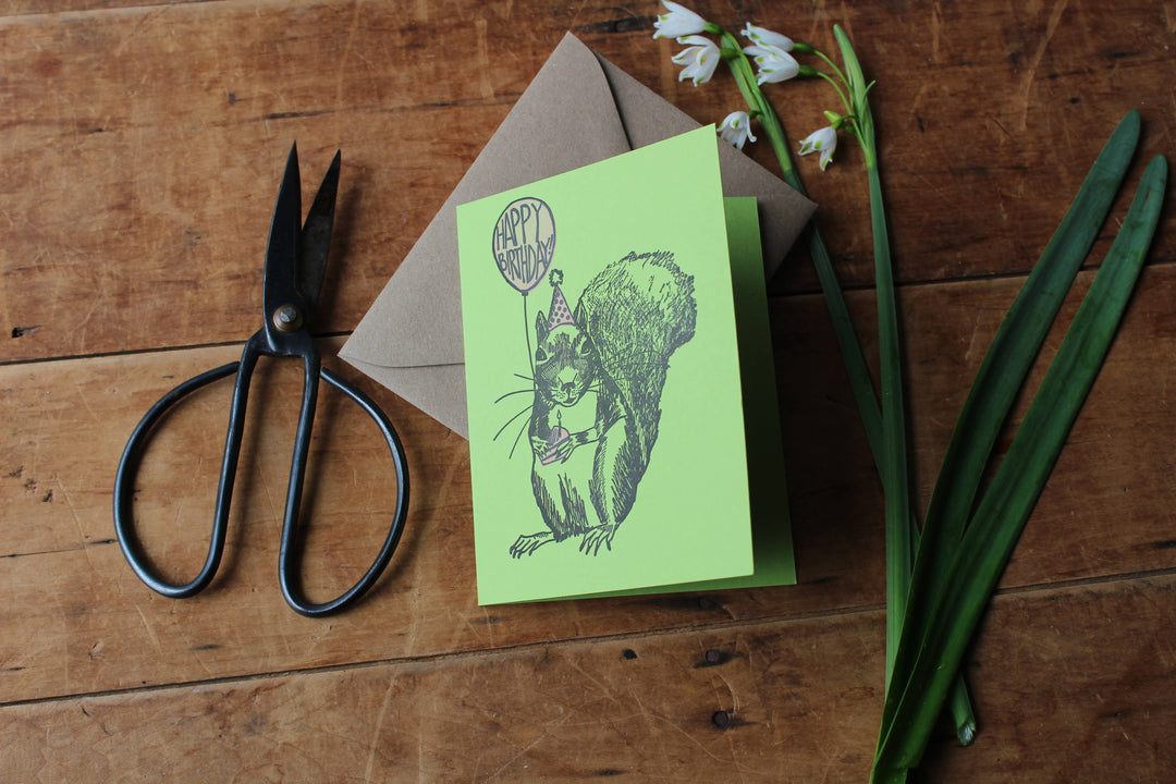Birthday Squirrel Balloon Card