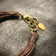 Leather 7-Strand Bracelet - Chocolate Brown & Brass, Boho