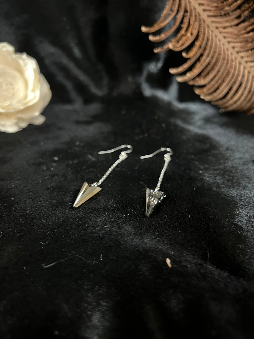 Silver Knight Crystal Long Earrings
