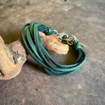 Load image into Gallery viewer, 7-Strand Leather Bracelet - Hunter Green &amp; Silver

