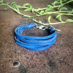 Load image into Gallery viewer, Leather 7-Strand Bracelet - Blue &amp; Silver, Boho Western
