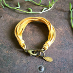 Load image into Gallery viewer, Leather 7-Strand Bracelet - Gold &amp; Brass, Boho Western Style
