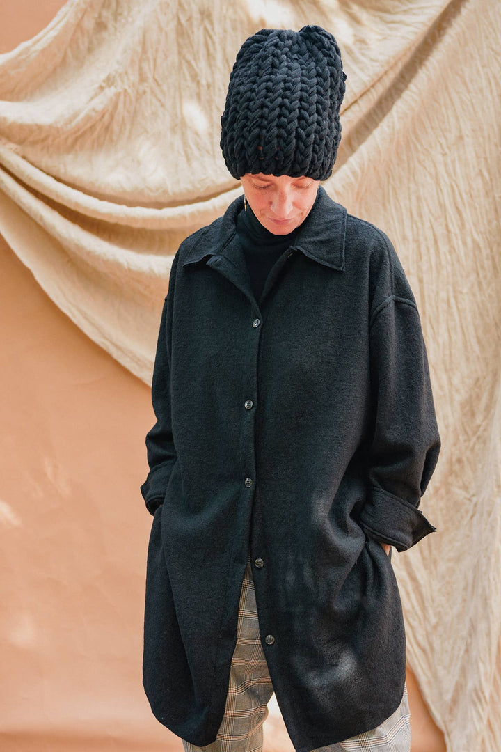 Shibori Boiled Wool Shacket