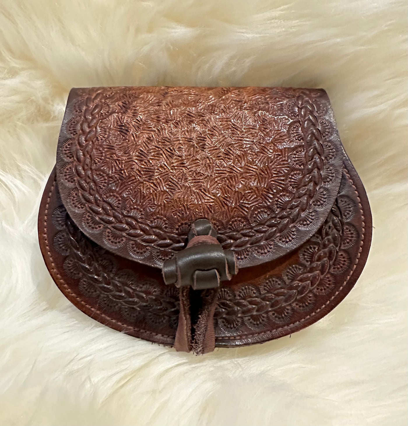 Tooled Leather Belt Pouch