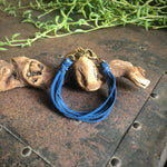 Load image into Gallery viewer, Leather 7-Strand Bracelet - Blue &amp; Brass, Boho Western
