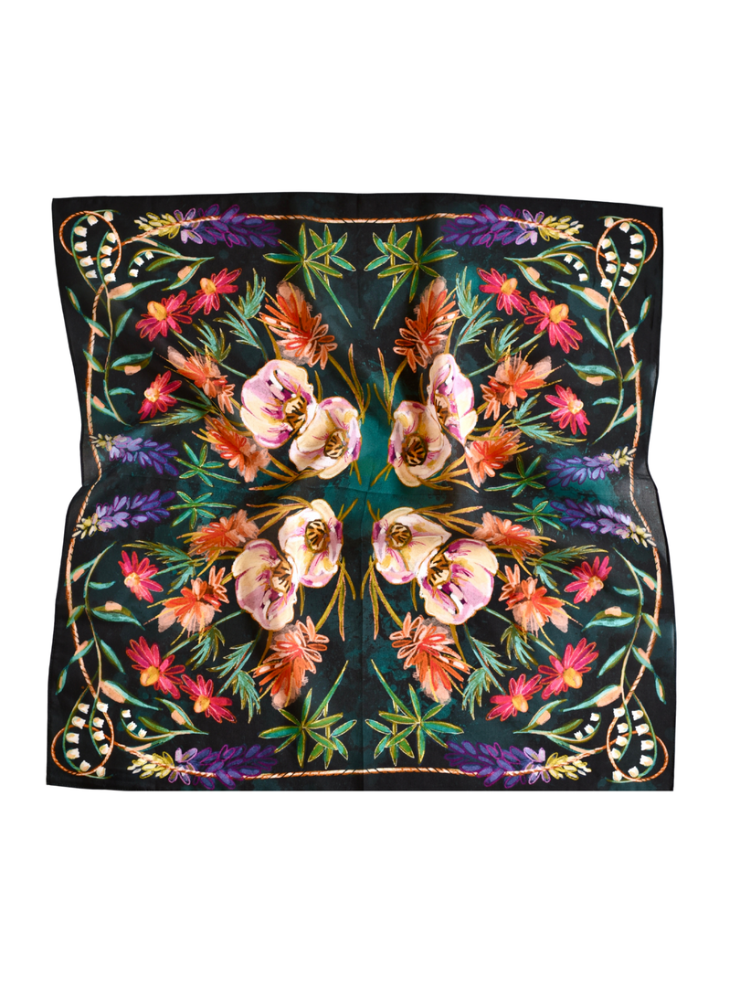 Vivid Wildflowers Silk Wild Rag