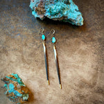 Load image into Gallery viewer, Porcupine Quill Turquoise and Brass Earrings
