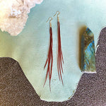 Load image into Gallery viewer, Mini Feather Earrings - Auburn &amp; Silver
