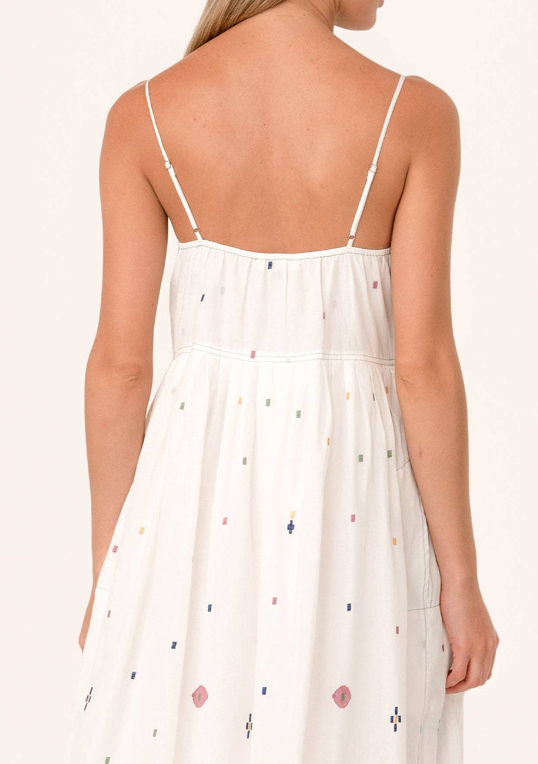 Embroidered Empire Waist Midi Dress