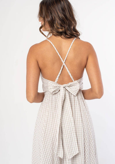 Gingham Surplice Midi Dress