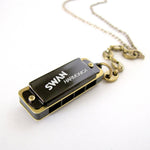 Load image into Gallery viewer, Black Anchor Chain Harmonica Necklace