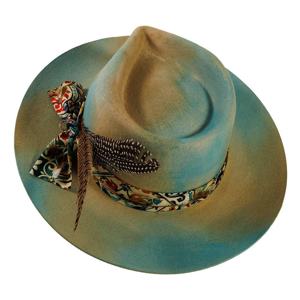 Graffiti Wool Felt Teardrop Fedora Hat