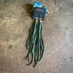 Load image into Gallery viewer, Leather Tassel Earrings - Hunter Green &amp; Silver, Western
