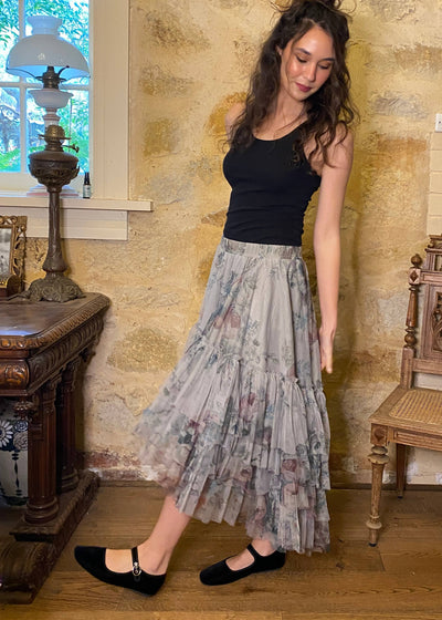 Ballerina skirt - Dove Grey Floral