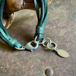 Load image into Gallery viewer, 7-Strand Leather Bracelet - Hunter Green &amp; Silver
