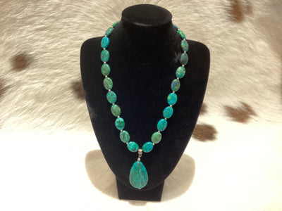 Chrysocolla Beaded Drop Necklace