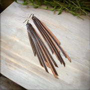 Leather Tassel Earrings - Chocolate Brown, Western Fringe