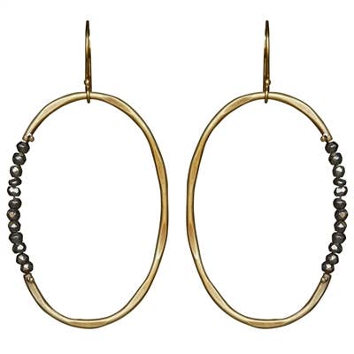 Aurora Oval Pyrite Earring