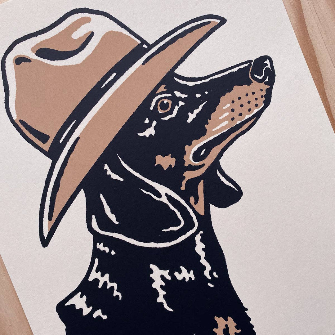 Dachshund Cowdog - Signed Silkscreen Print