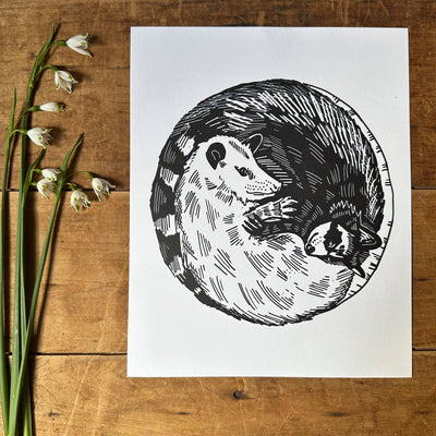 Possum Raccoon Circle Love 8x10 Print