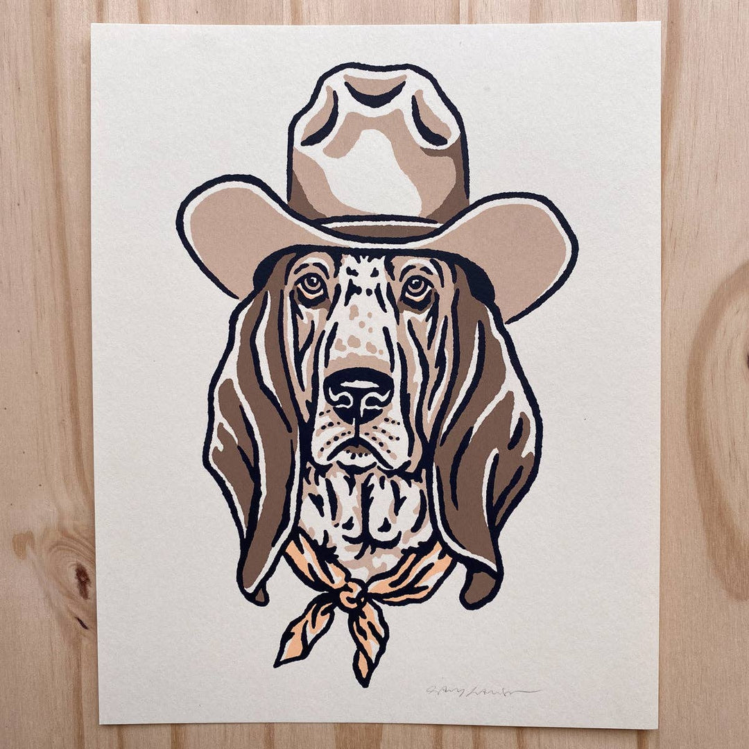 Basset Hound Cowdog -  Signed Silkscreen Print