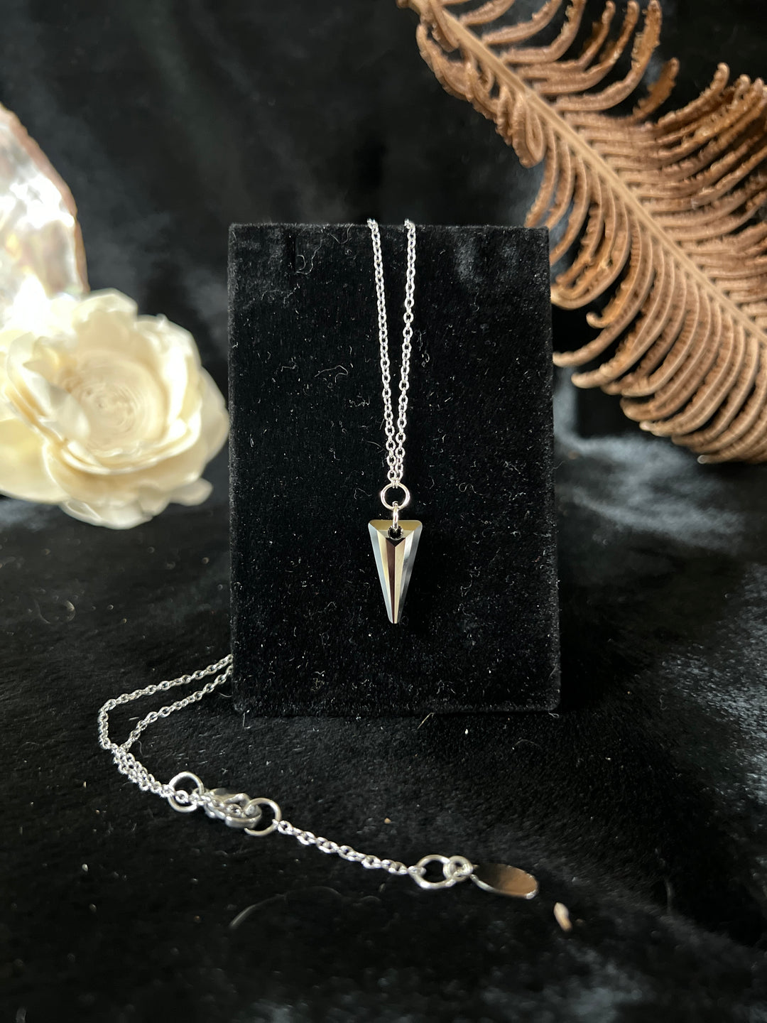 Silver Knight Crystal Triangle Necklace